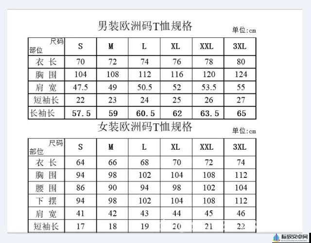 亚洲尺码和欧洲尺码区别衣服：特点与选购指南